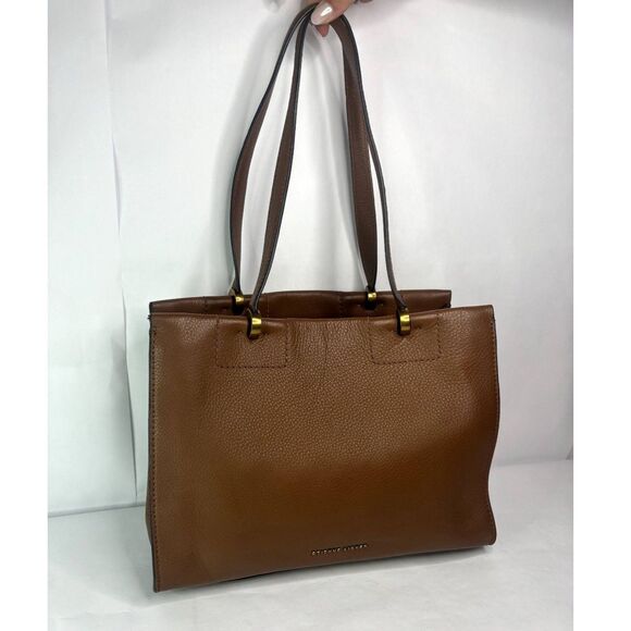 Etienne Aigner Colette Pebble Leather Shoulder Bag Toffee Dual Compartment - Picture 2 of 10